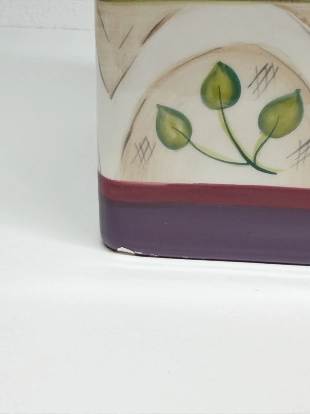 Vintage 90s Wasmutta Floral Geometric Ceramic Tissue Box Cover